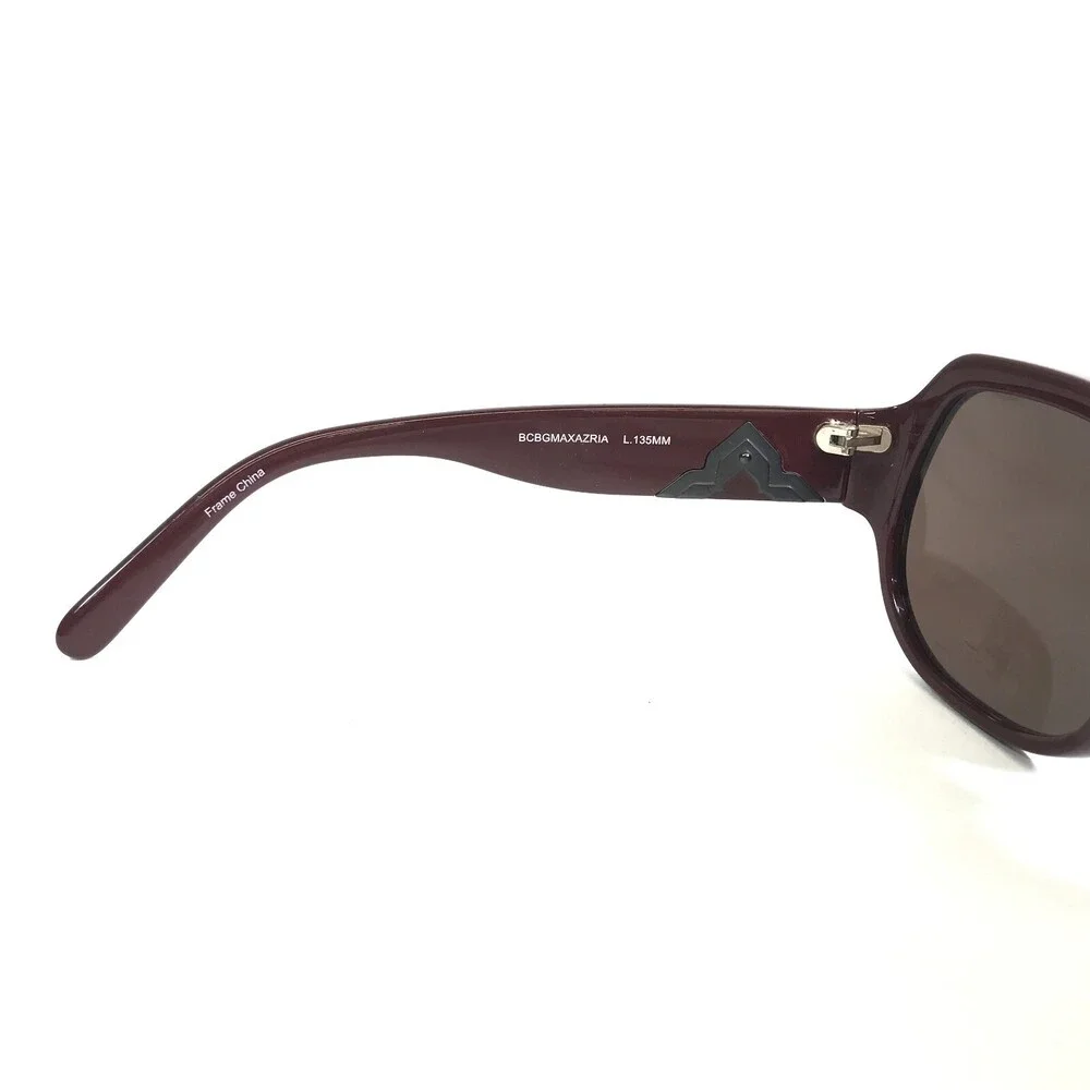 BCBGMAXAZRIA Sunglasses SWANK Mahogany Red Brown Square Frames with Brown Lenses
